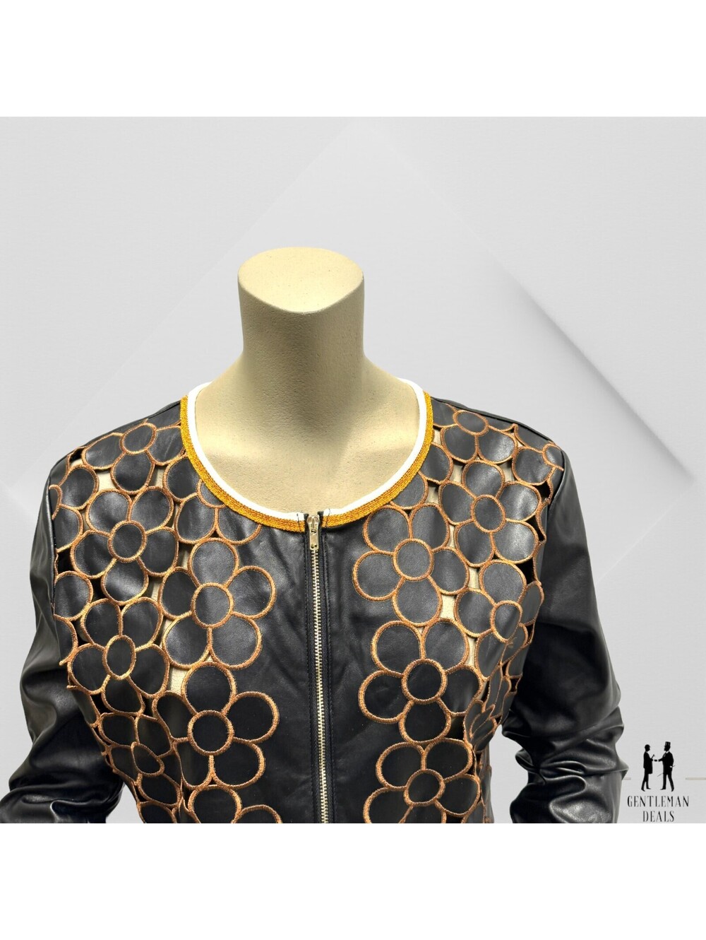 Raffaela D'angelo Womens Black Leather like Over zip up Made in Italy Embroider - Picture 16 of 16